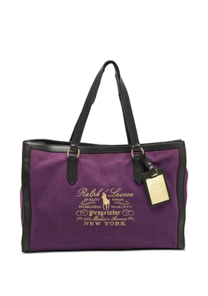 Ralph Lauren Vintage leather-trim tote bag - Purple