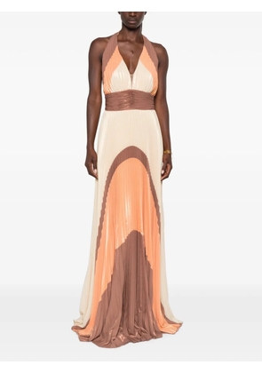 Maestri pleated halterneck maxi dress - Neutrals