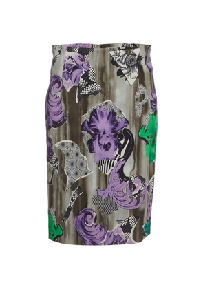 Versace Pre-Owned abstract-print pencil midi skirt - Grey