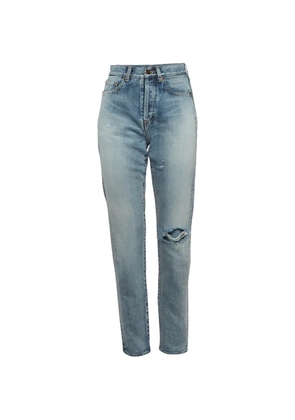 Saint Laurent Pre-Owned distressed slim-fit jeans - Blue