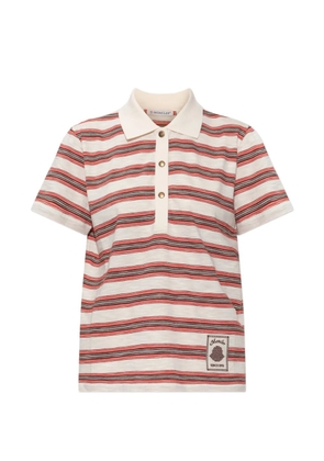 Moncler striped logo-patch polo shirt - White