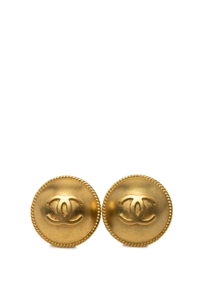 CHANEL Pre-Owned 1995 CC Gold Plated Round Clip On Earrings costume earrings