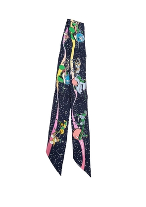 Hermès Pre-Owned 20th Century Space Derby Silk Twilly Scarf scarves - Blue