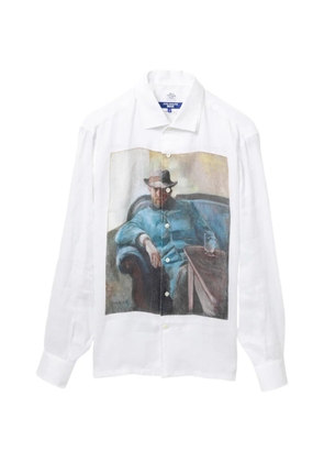 Junya Watanabe MAN graphic-print linen shirt - White