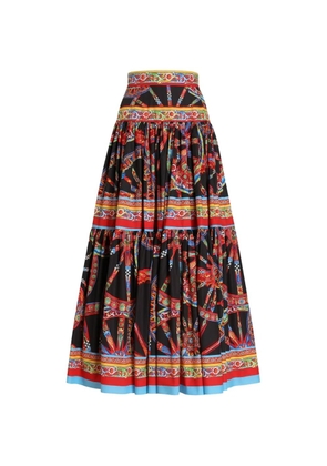 Dolce & Gabbana Carretto-print poplin long skirt - Black