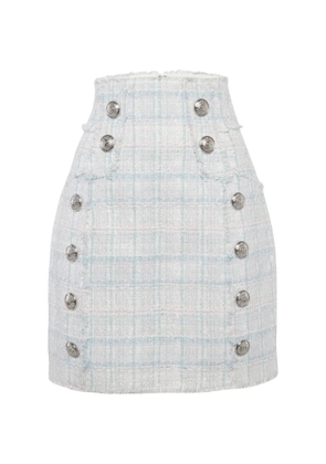 Balmain Pre-Owned tweed button-detail high-waisted mini skirt - Blue