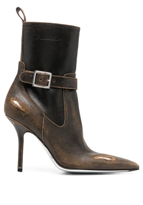 DSQUARED2 100mm distressed pointed-toe ankle boots - Green
