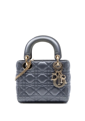 Christian Dior Pre-Owned 2019 Mini Satin Cannage Swarovski Crystal Lady Dior satchel - Grey