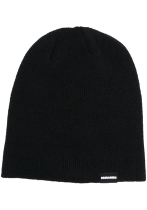 DSQUARED2 logo-tag wool beanie - Black