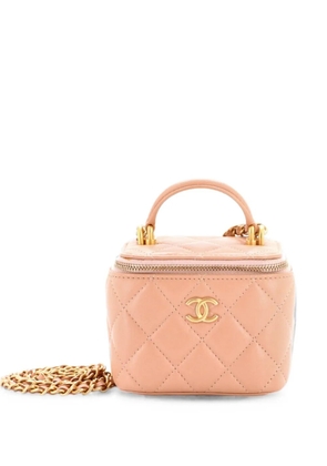 CHANEL Pre-Owned Classic Top Handle Vanity Case with Chain Quilted Lambskin Mini crossbody bag - Neutrals