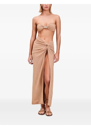 Devon Windsor Gwen twist-detail front-slit skirt - Neutrals