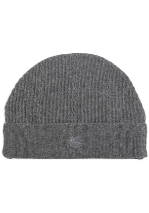 ETRO logo-embroidered beanie - Grey