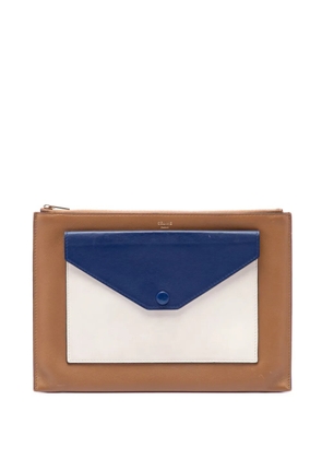 Celine Pre-Owned 2014 Tricolor Leather Pocket Envelope Zip clutch bag - Brown
