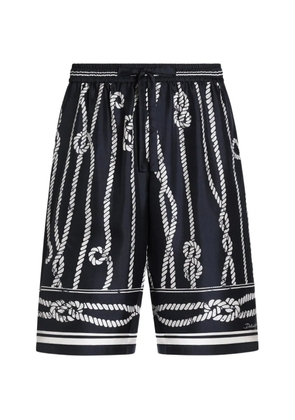 Dolce & Gabbana Marina-print silk twill vanity bermuda shorts - Blue