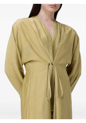 Tela front-tie V-neck midi dress - Green