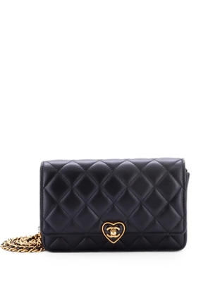CHANEL Pre-Owned Coco Love CC Heart Wallet on Chain Quilted Lambskin crossbody bag - Black