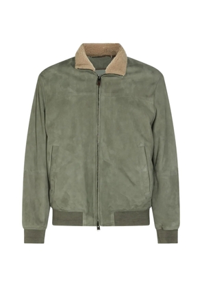 Canali shearling-collar suede jacket - Green