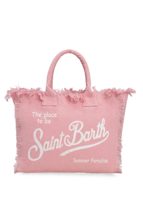 MC2 Saint Barth frayed logo-print tote bag - Pink