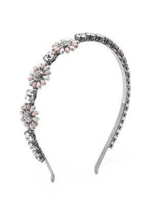 Miu Miu Pre-Owned crystal-embellished resin-petal headband - Silver