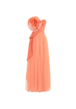 Gemy Maalouf flower-appliqué strapless dress - Orange