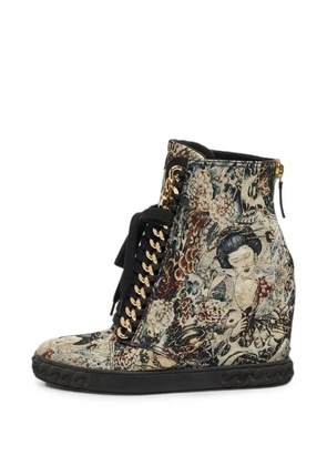Casadei chain-link brocade wedge sneakers - Neutrals