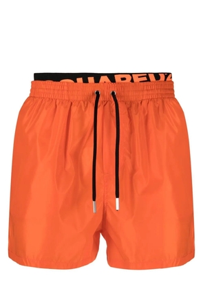 DSQUARED2 double logo-waist swim shorts - Orange