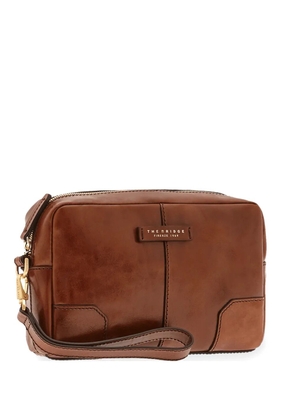The Bridge logo-plaque leather clutch bag - Brown