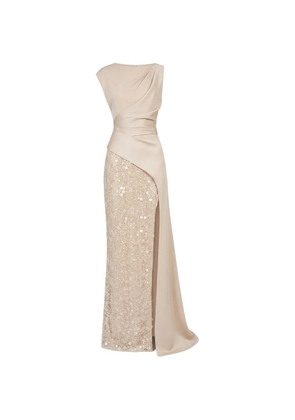 Gemy Maalouf asymmetrical sequin-embellished dress - Neutrals