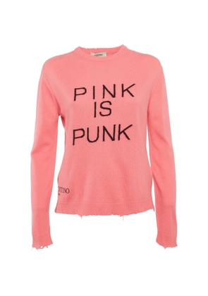 Valentino Garavani Pre-Owned distressed-hem crew-neck sweater - Pink