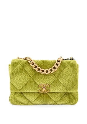 CHANEL Pre-Owned 19 Flap Bag Quilted Corduroy Medium crossbody bag - Green
