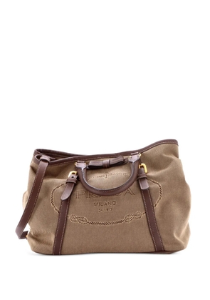 Prada Pre-Owned Logo Convertible Canvas with Leather Medium tote bag - Brown
