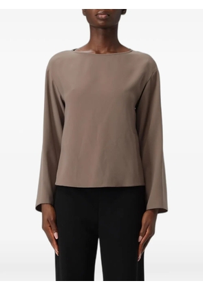 Emporio Armani flared-hem crepe-texture blouse - Neutrals