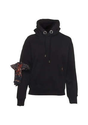 Chloé Pre-Owned silk scarf detail hoodie - Black