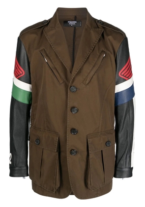 DSQUARED2 contrast-sleeve biker-style jacket - Brown
