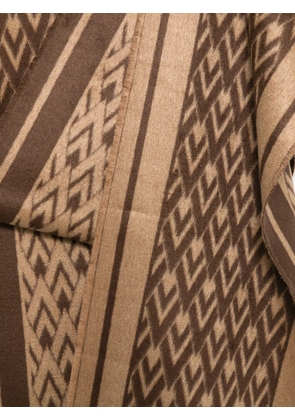 Valentino Garavani VLogo-print fringed-edge scarf - Neutrals