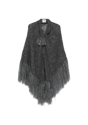 Chiara Is Scialle Coperta Peonia fringe-trimmed crochet poncho - Grey