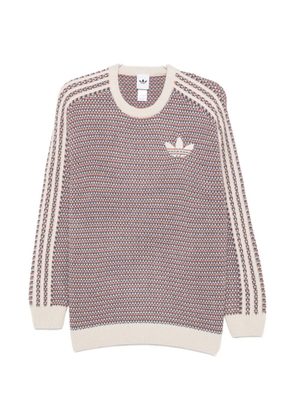 adidas Trefoil-embroidered 3-Stripes sweater - Neutrals