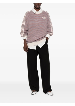 adidas Trefoil-embroidered 3-Stripes sweater - Neutrals
