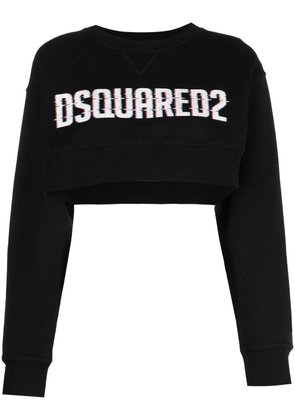 DSQUARED2 logo-print cropped sweatshirt - Black