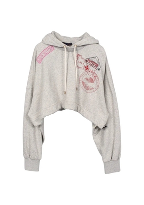 Louis Vuitton Pre-Owned Travel Stamp cropped hoodie - Grey