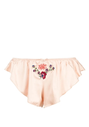 Stella McCartney floral-embroidered satin pyjama bottoms - Neutrals