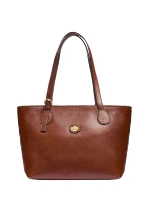The Bridge logo-plaque leather tote bag - Brown