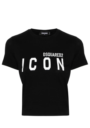 DSQUARED2 logo-print cropped T-shirt - Black