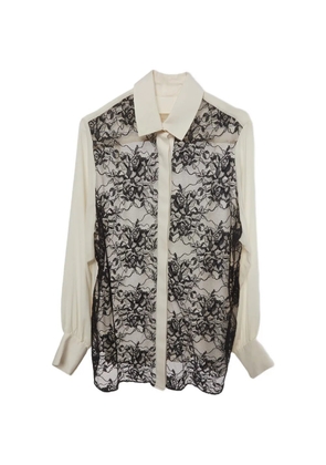 Elie Saab lace-paneled crepe shirt - White