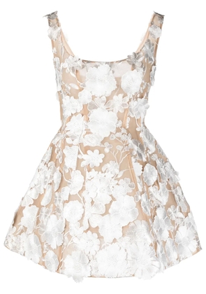Bronx and Banco floral-lace sleeveless mini dress - White
