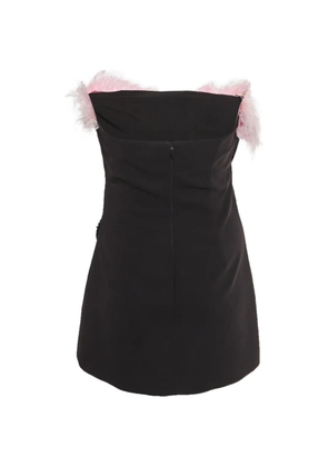 Self-Portrait feather-trim crystal-embellished dress - Black