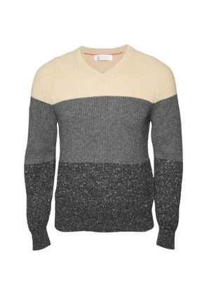 Brunello Cucinelli Vintage rib-knit V-neck sweater - Grey
