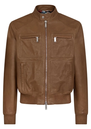 DSQUARED2 zip-up leather jacket - Brown