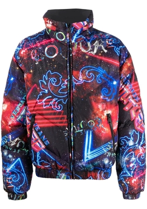 Versace Jeans Couture motif-print down-filled jacket - Blue