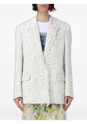 MSGM fringed bouclé blazer - White